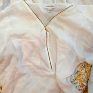 Calvin cline Sheer white blouse Large